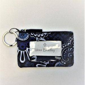 Vera Bradley Zip ID Case Blue Tapestry NWT